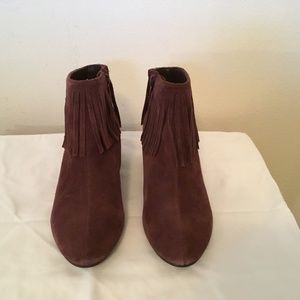 Comfortive Brown Suede Fringe Leather Booties
